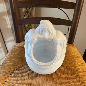 Vintage 90s Blow Mold Ghost Halloween Candy Pail Bucket - Big Mouth Retro